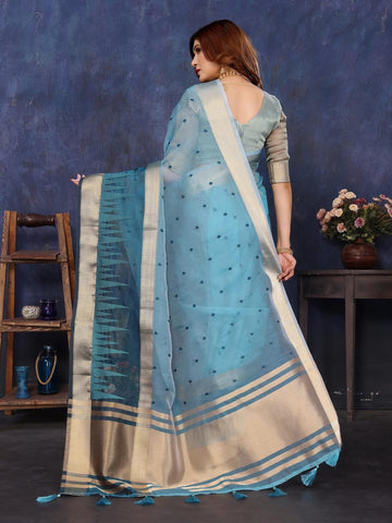 Ethnic Motifs Zari Woven Design Banarasi Saree